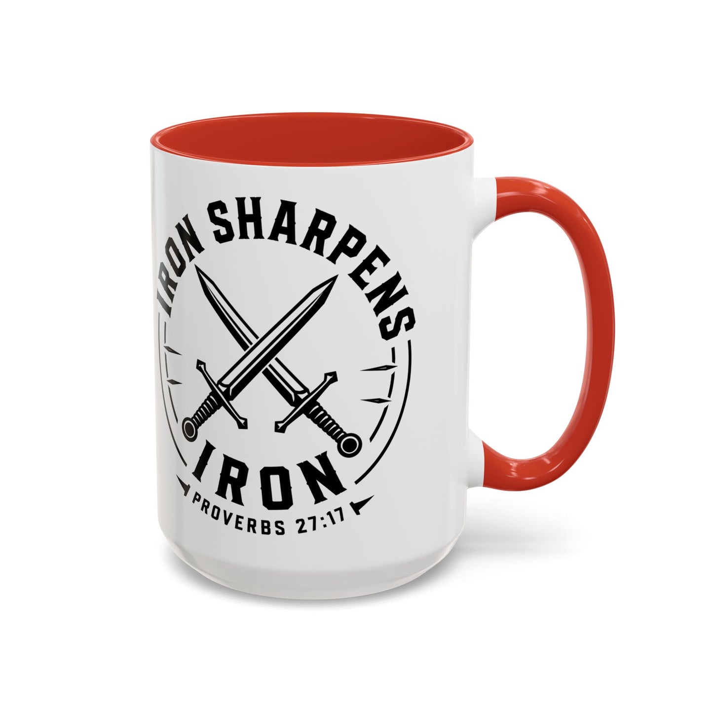 Iron Sharpens Iron Arrows Accent Mug — Faith Coffee Cup | Proverbs 27:17