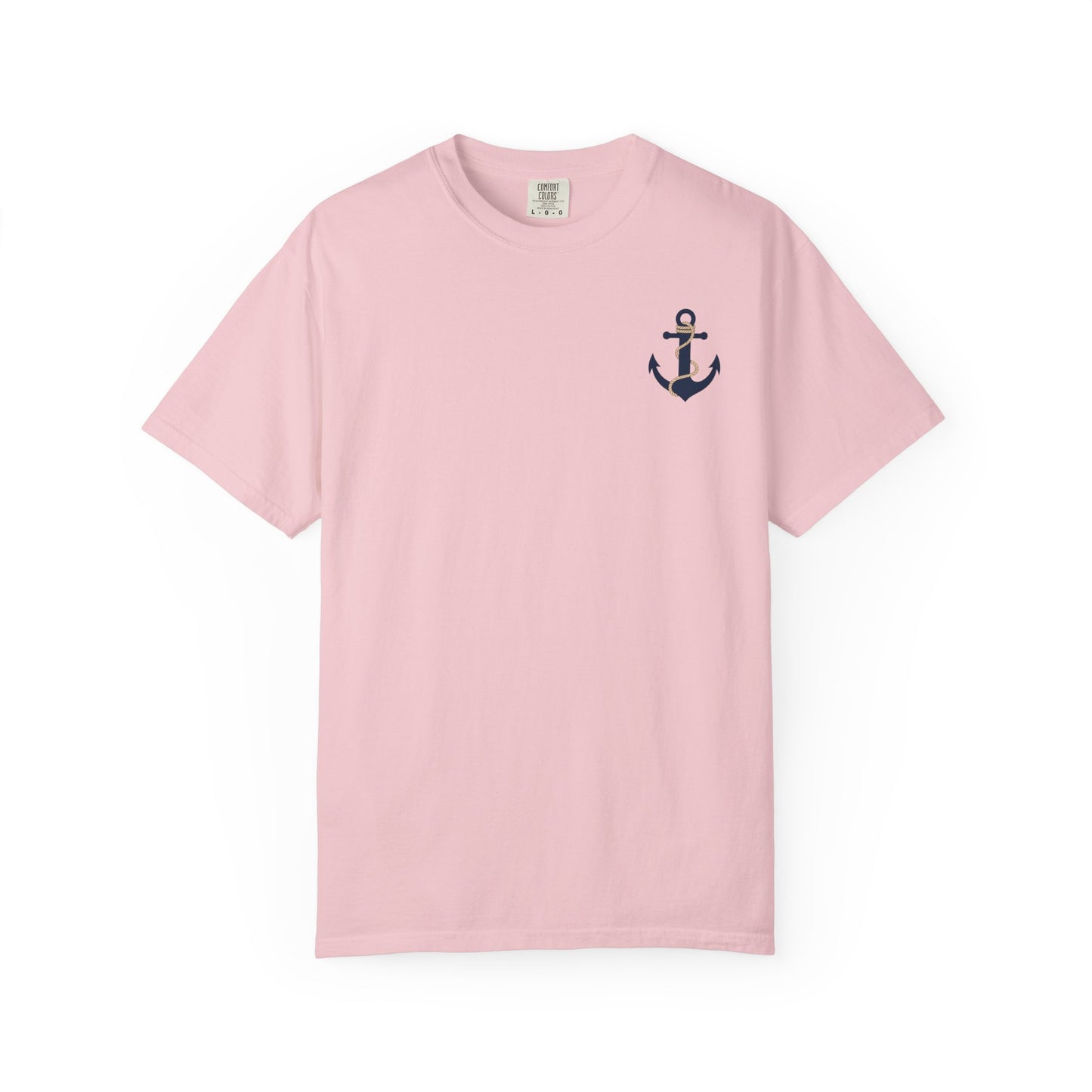 Anchored Love T-Shirt — Nautical "LOVE" Anchor with Rope, Romans 8:39 Faith Tee