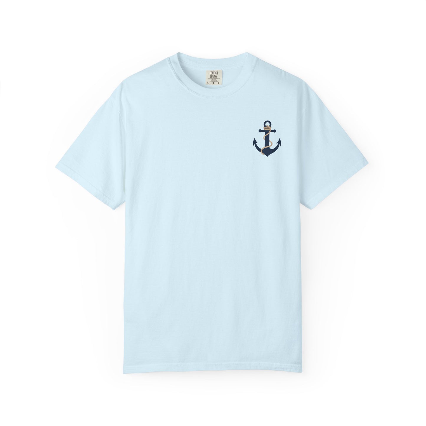 Anchored Love T-Shirt — Nautical "LOVE" Anchor with Rope, Romans 8:39 Faith Tee