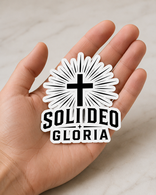 Soli Deo Gloria Cross Sticker — Christian Faith Kiss-Cut Decal