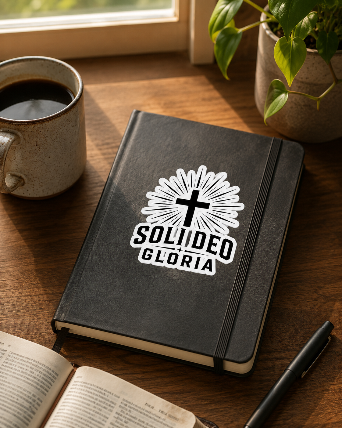 Soli Deo Gloria Cross Sticker — Christian Faith Kiss-Cut Decal