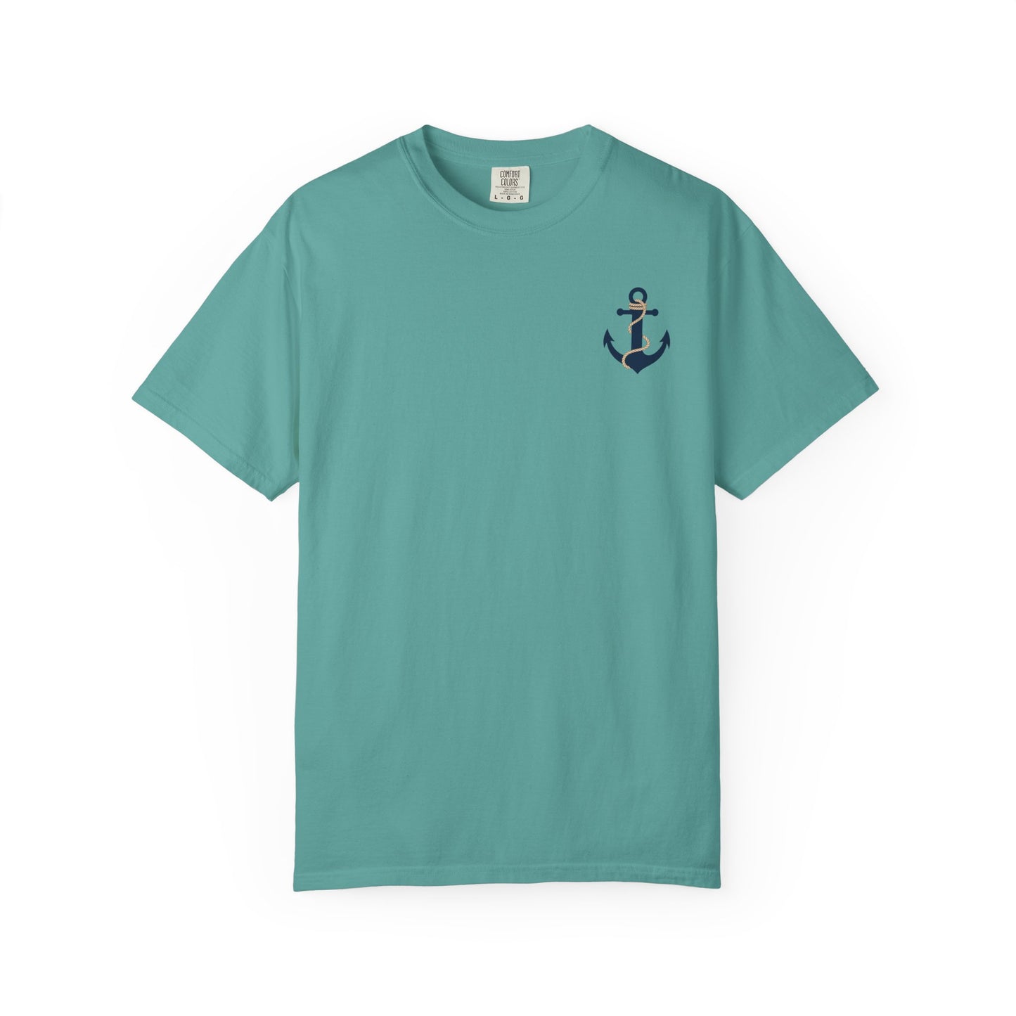Anchored Love T-Shirt — Nautical "LOVE" Anchor with Rope, Romans 8:39 Faith Tee