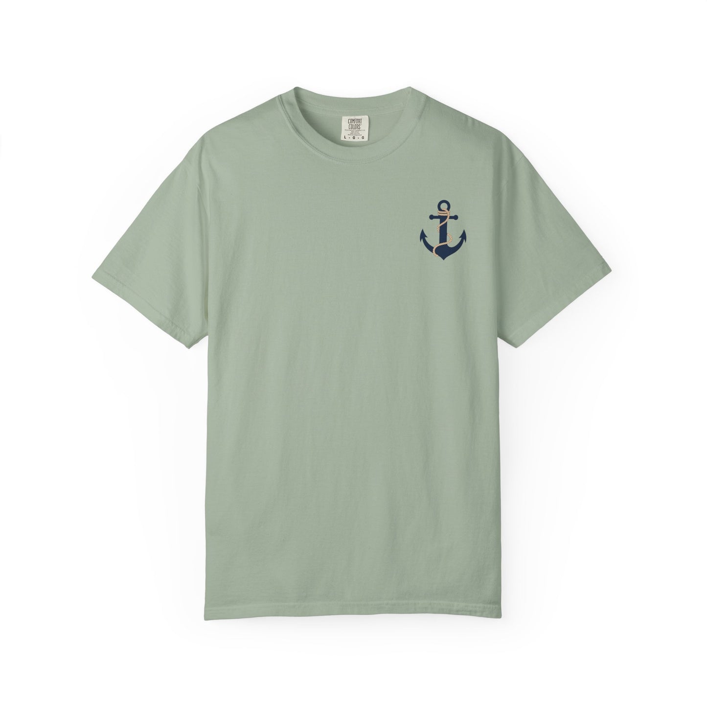 Anchored Love T-Shirt — Nautical "LOVE" Anchor with Rope, Romans 8:39 Faith Tee