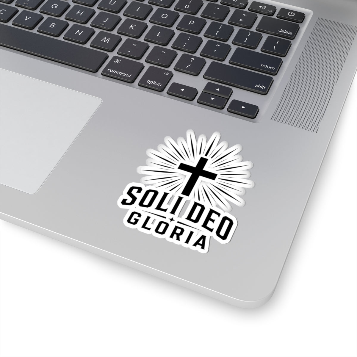 Soli Deo Gloria Cross Sticker — Christian Faith Kiss-Cut Decal