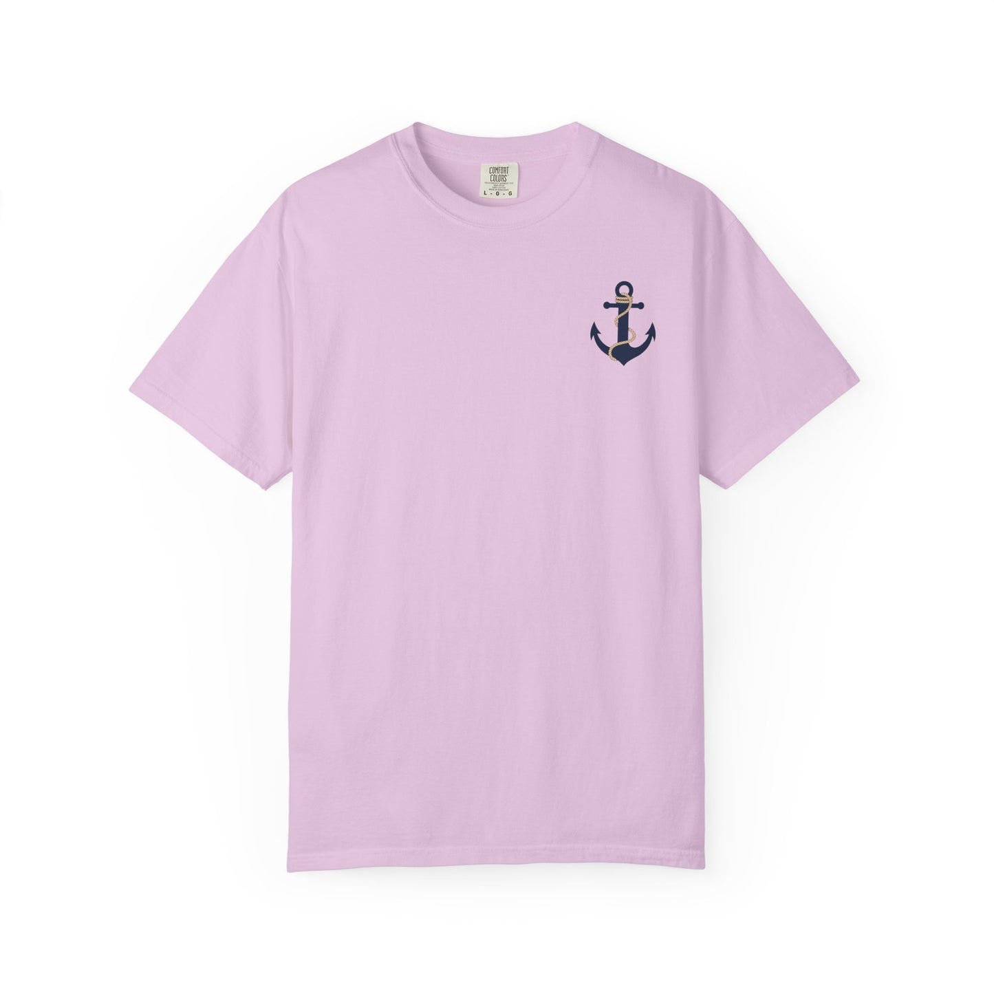 Anchored Love T-Shirt — Nautical "LOVE" Anchor with Rope, Romans 8:39 Faith Tee