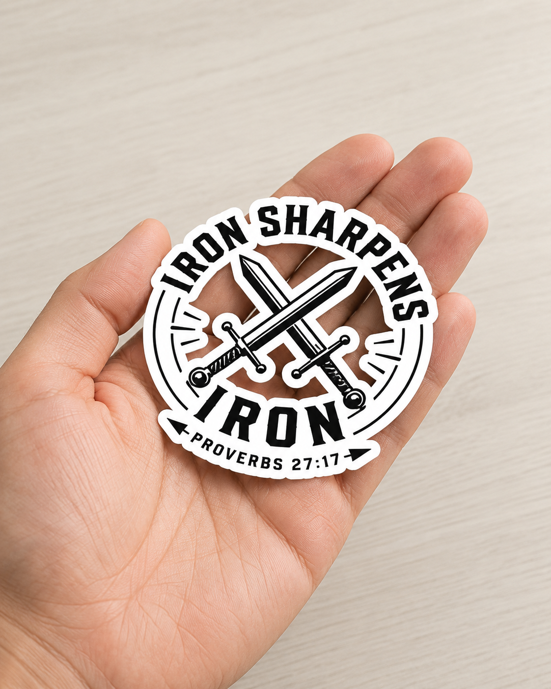 Iron Sharpens Iron Swords Sticker — Faith Decal | Proverbs 27:17