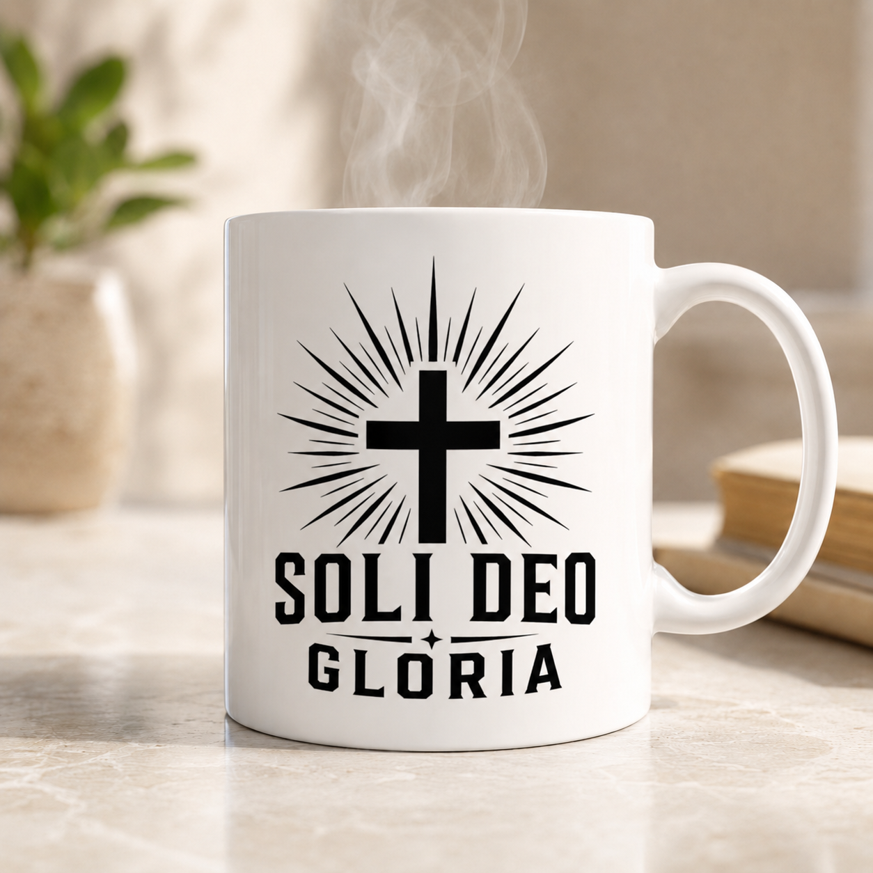 Soli Deo Gloria Solar Glazed Ceramic Mug — Christian Coffee Cup | 11oz & 15oz