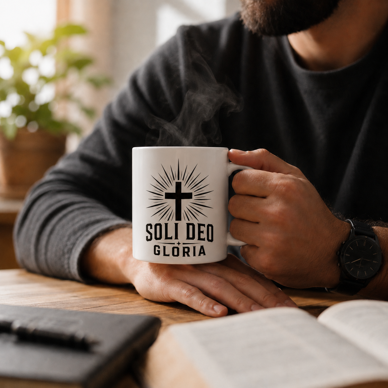 Soli Deo Gloria Solar Glazed Ceramic Mug — Christian Coffee Cup | 11oz & 15oz